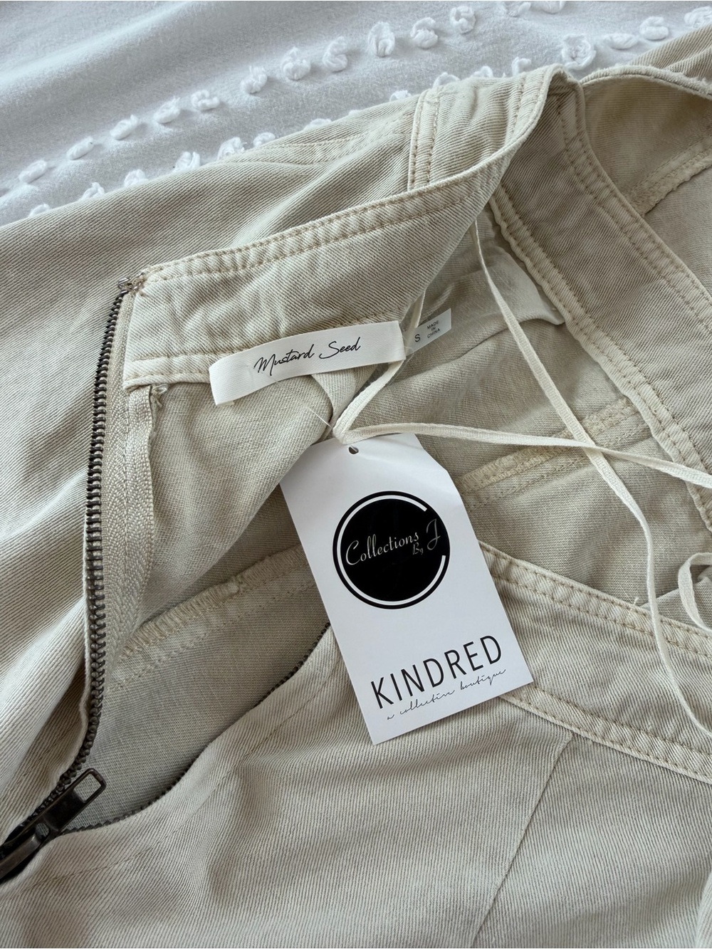 NWT Cream Denim Strappy Romper S - Picture 3 of 10